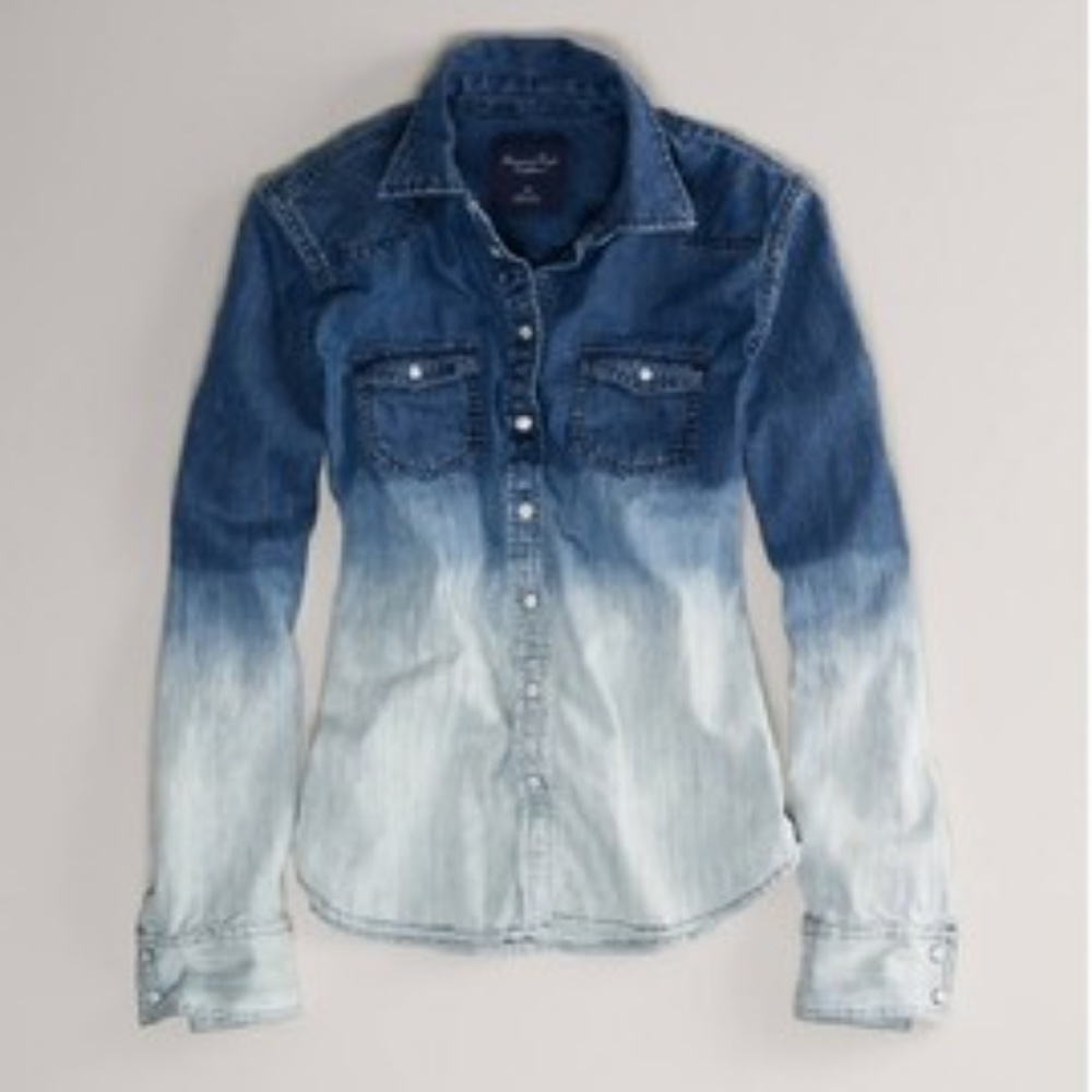 SOLD! American Eagle Ombre Denim Shirt - Picture 2 of 6